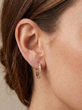 Lake + Gray Cubic Zirconia Hoop Earrings